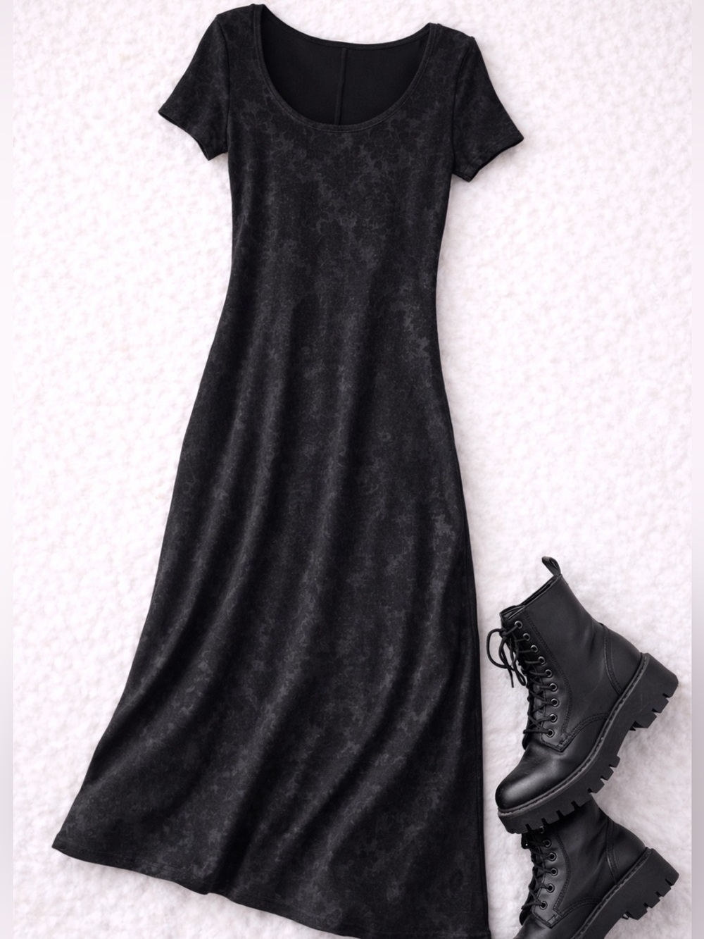 Carole Little Black Short-Sleeve Maxi Dress